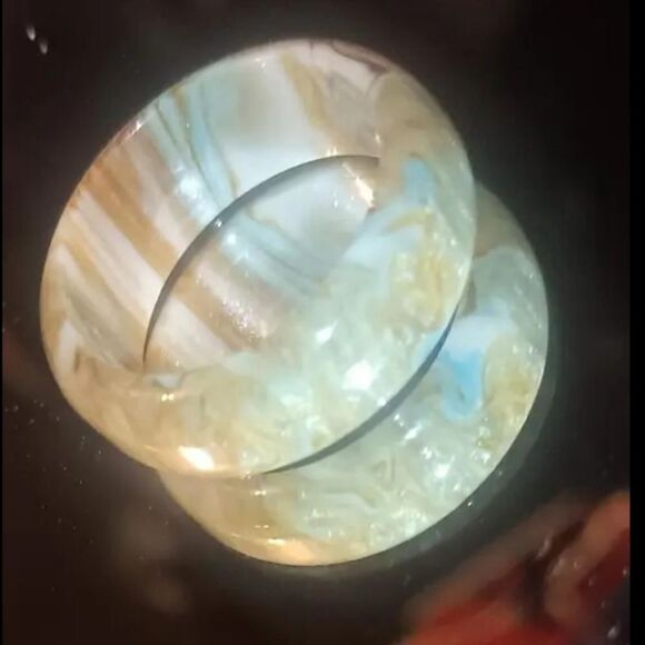 Men's Turquoise and Brown marble resin Ring sz 10 - Picture 5 of 6